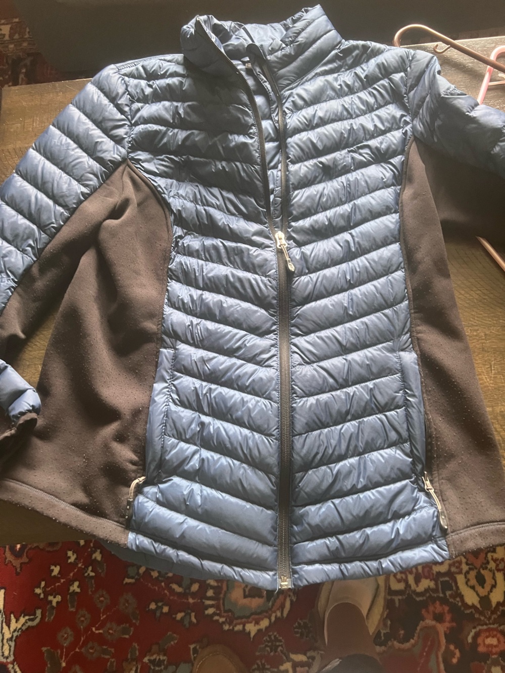 32 Degrees Heat Blue Quilted Puffer Jacket with Black Side Panels